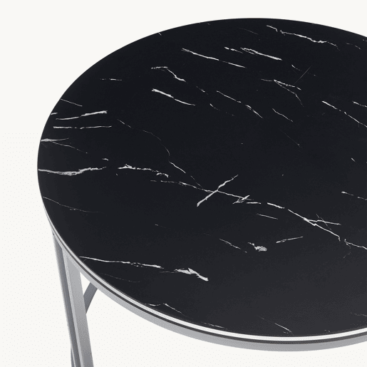 Mesa de centro Aulum redonda 50xØ70 cm - Mármore preto e prateado en.casa Mesa de centro Aulum redonda 50xØ70 cm - Mármore preto e prateado en.casa