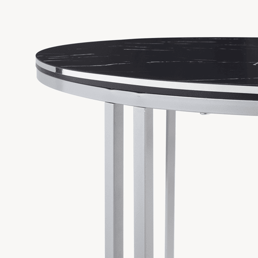 Mesa de centro Aulum redonda 50xØ70 cm - Mármore preto e prateado en.casa Mesa de centro Aulum redonda 50xØ70 cm - Mármore preto e prateado en.casa