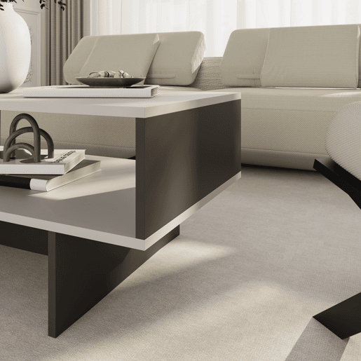 Mesa de centro Mjölby em aglomerado 37 x 80 x 45 cm - Brancoantracite en.casa Mesa de centro Mjölby em aglomerado 37 x 80 x 45 cm - Brancoantracite en.casa