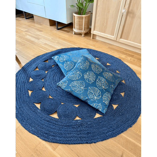 Conjunto de 2 almofadas decorativas DELICIOSA Veludo 45 x 45 cm Azul Padrão de plantas