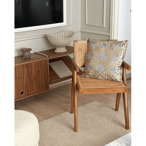Conjunto de 2 almofadas decorativas CASSIA 45 x 45 cm Cinzento Padrão geométrico