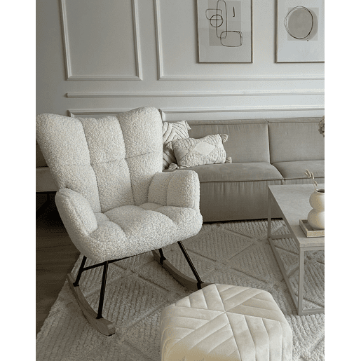 Poltrona de Baloiço OULU Bouclé Branco