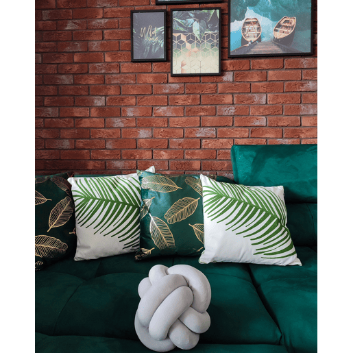 Conjunto de 2 almofadas decorativas AZAMI Algodão 45 x 45 cm Verde escuro Padrão de plantas
