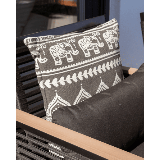 Conjunto de 2 almofadas decorativas ATABAGI Algodão 45 x 45 cm Preto Padrão oriental