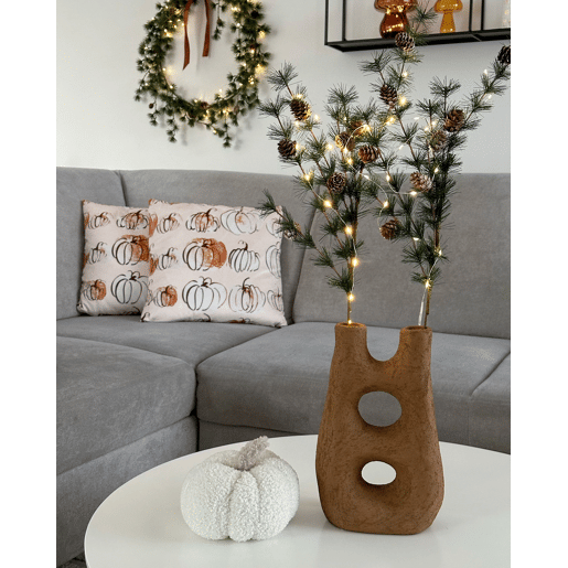 Conjunto de 2 almofadas decorativas CUCURBITA Veludo 45 x 45 cm Creme Padrão de plantas