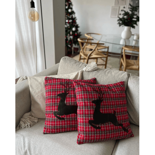 Conjunto de 2 almofadas decorativas COMET 45 x 45 cm Vermelho escuro Padrão natalicio