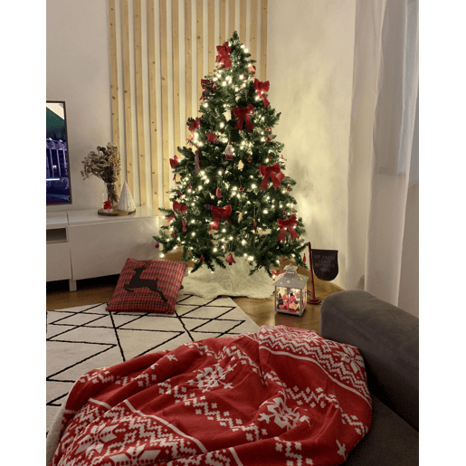Conjunto de 2 almofadas decorativas COMET 45 x 45 cm Vermelho escuro Padrão natalicio