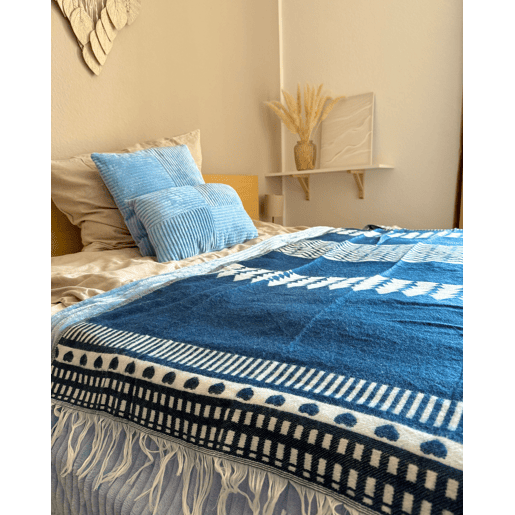 Manta TARLAY Tecido 130 x 170 cm Azul Manta TARLAY Tecido 130 x 170 cm Azul