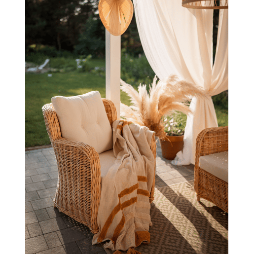 Manta MATHURA Algodão 130 x 180 cm Creme Manta MATHURA Algodão 130 x 180 cm Creme