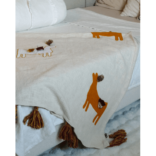 Manta KHANDWA Algodão 130 x 180 cm Creme