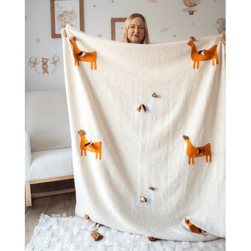 Manta KHANDWA Algodão 130 x 180 cm Creme
