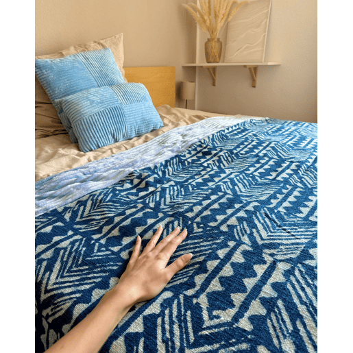 Manta SHIVPURI Algodão 130 x 180 cm Azul