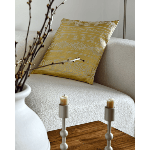 Conjunto de 2 almofadas decorativas OUJDA Algodão 50 x 50 cm Dourado Padrão geométrico