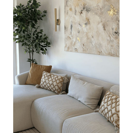 Conjunto de 2 almofadas decorativas INCANA Algodão 30 x 50 cm Creme Padrão geométrico