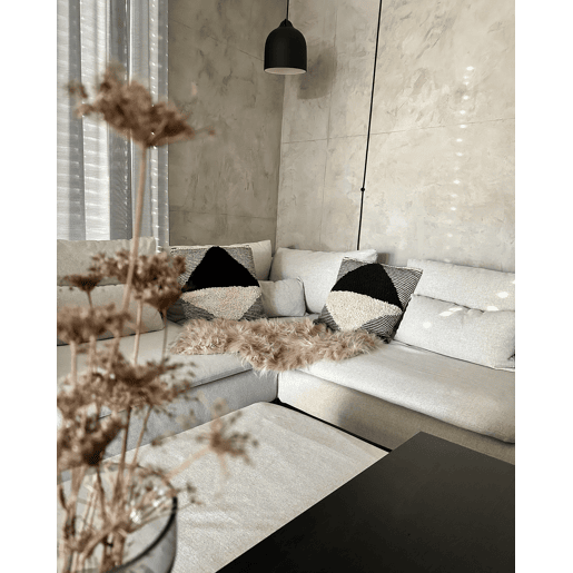 Conjunto de 2 almofadas decorativas KHORA Algodão 50 x 50 cm Preto Padrão geométrico