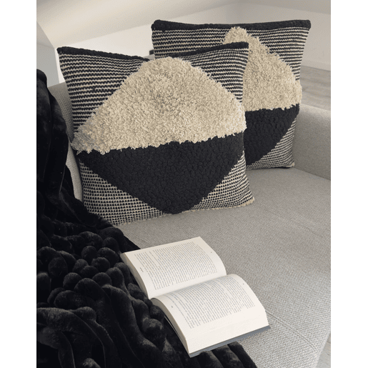 Conjunto de 2 almofadas decorativas KHORA Algodão 50 x 50 cm Preto Padrão geométrico