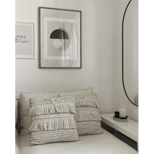 Conjunto de 2 almofadas decorativas IRESINE Algodão 45 x 45 cm Creme Padrão geométrico