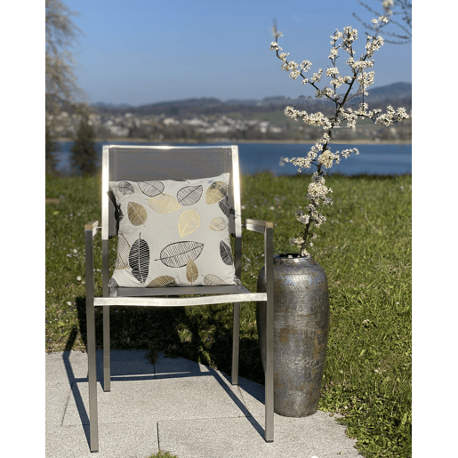 Conjunto de 2 almofadas decorativas LOTUS Algodão 45 x 45 cm Branco Dourado Preto Padrão de plantas