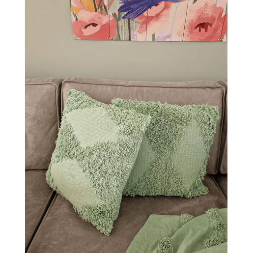 Conjunto de 2 almofadas decorativas RHOEO Algodão 45 x 45 cm Verde claro
