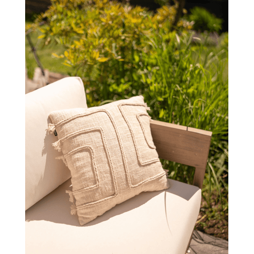 Conjunto de 2 almofadas decorativas PLEIONE Algodão 45 x 45 cm Creme claro Padrão geométrico Conjunto de 2 almofadas decorativas PLEIONE Algodão 45 x 45 cm Creme claro Padrão geométrico