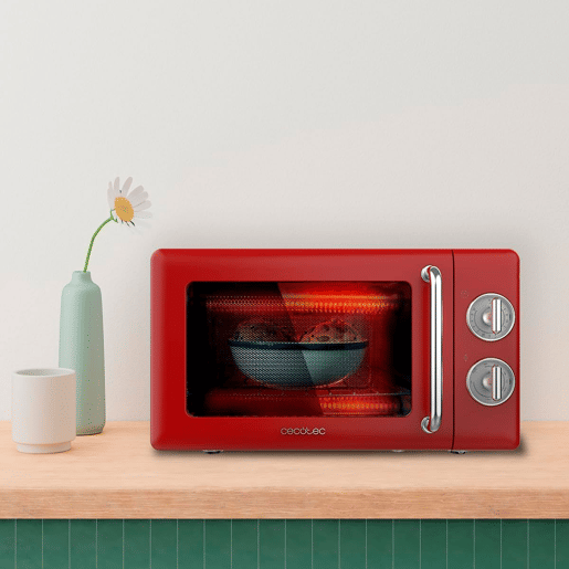 Cecotec ProClean 3110 Retro Red Micro-ondas mecânico com grill de 20 l e 700 W.