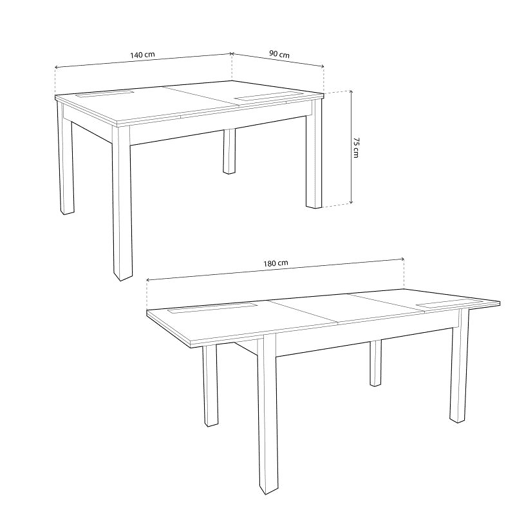 Mesa de jantar extensível Nuka Branco 140u2013180 x 75 x 90 cm