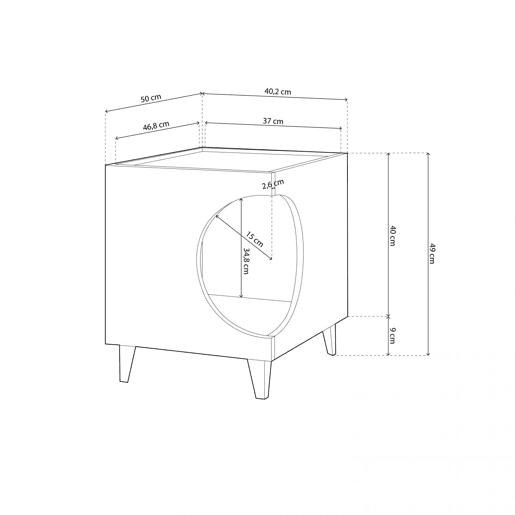 Mesa de cabeceira Homely Pets Carvalho - Branco 40 x 49 x 50 cm