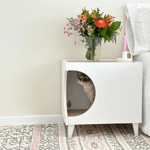 Mesa de cabeceira Homely Pets Branco - Carvalho 40 x 49 x 50 cm