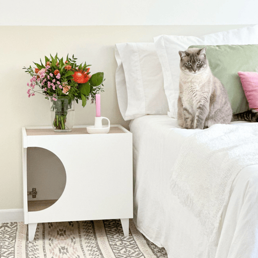 Mesa de cabeceira Homely Pets Branco - Carvalho 40 x 49 x 50 cm