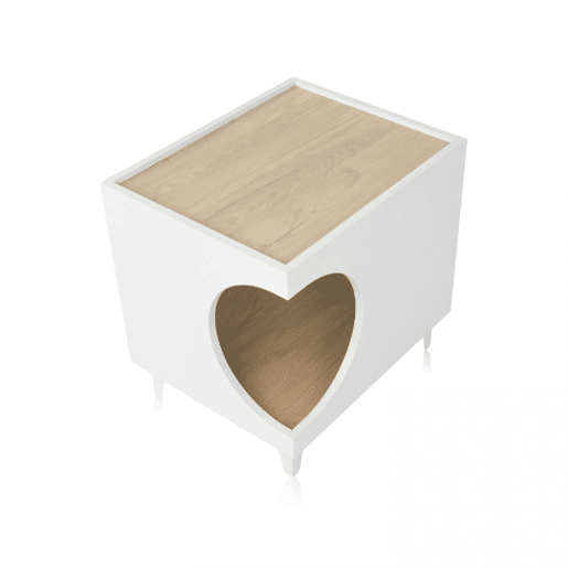 Mesa de cabeceira Homely Pets Branco - Carvalho 40 x 49 x 50 cm