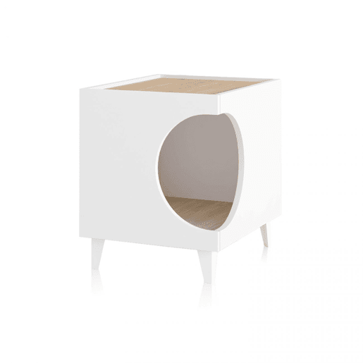 Mesa de cabeceira Homely Pets Branco - Carvalho 40 x 49 x 50 cm