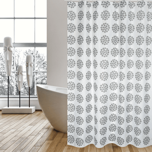 Cortina de banheiro Premium MSV Begonia de Poliester em várias cores 180 x 200 cm