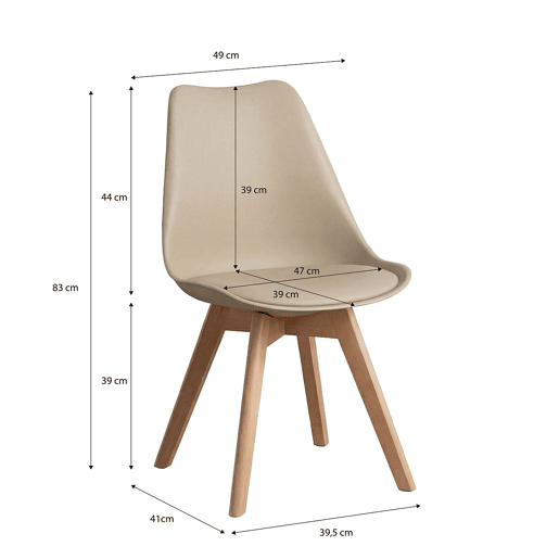 Pack 4 cadeiras de jantar Beench Areia 41 x 83 x 49 cm