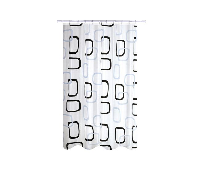Cortina para baño antibacterias + antimohos msv de poliester en color blanco 180 x 200 cm