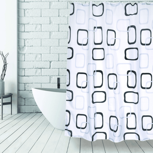 Cortina de banho de antibactérias + msv antimimatehohs de poliéster branco 180 x 200 cm