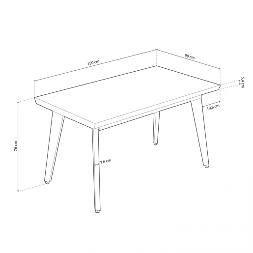 Mesa de jantar Kay Carvalho melífero 150 x 76 x 90 cm