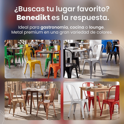 Set de 4 Sillas Apilables Benedikt Metal Blanco 48X44X89 cm