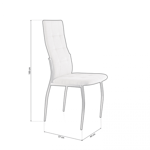 Conjunto de 4 cadeiras de jantar Diana Tecido - Bege 44 x 100 x 57cm cm