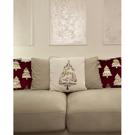 Conjunto de 2 almofadas decorativas GOLDSPRUCE Veludo 45 x 45 cm Vermelho Padrão natalicio