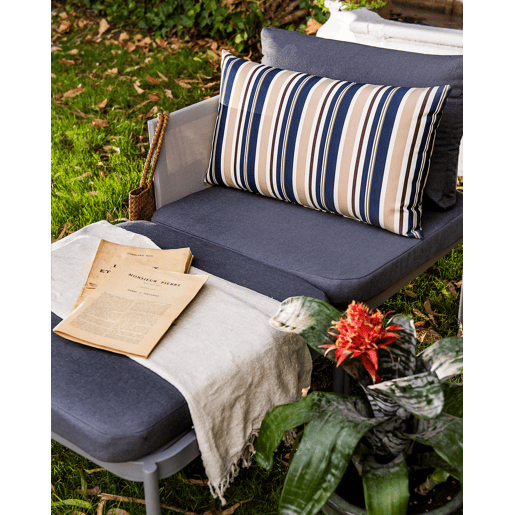 Conjunto de 2 almofadas de jardim KASTOS Às riscas 40 x 70 cm Taupe