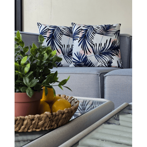 Conjunto de 2 almofadas de jardim ELATI Padrão de plantas 45 x 45 cm Azul marinho