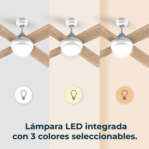 Cecotec Ventoinha de teto de 40 W com motor DC e 42u201D com luz LED, comando à distância, 6 velocidades, temporizador e 4 pás reversíveis.