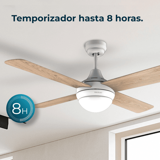 Cecotec Ventoinha de teto de 40 W com motor DC e 42u201D com luz LED, comando à distância, 6 velocidades, temporizador e 4 pás reversíveis.