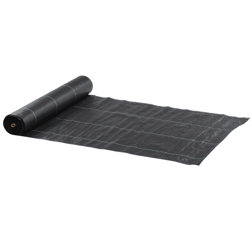 Outsunny Rolo de Malha Anti-Ervas 2x50 m Malha Geotêxtil 130 gm² para Controlo de Ervas Daninhas de Jardim Malha Anti-Ervas Preta