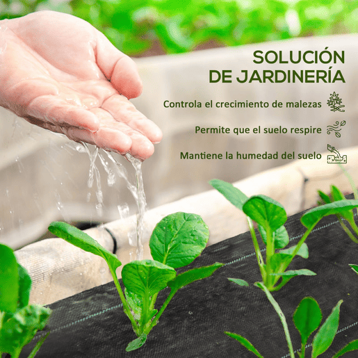 Outsunny Rolo de Malha Anti-Ervas 2x50 m Malha Geotêxtil 130 gm² para Controlo de Ervas Daninhas de Jardim Malha Anti-Ervas Preta