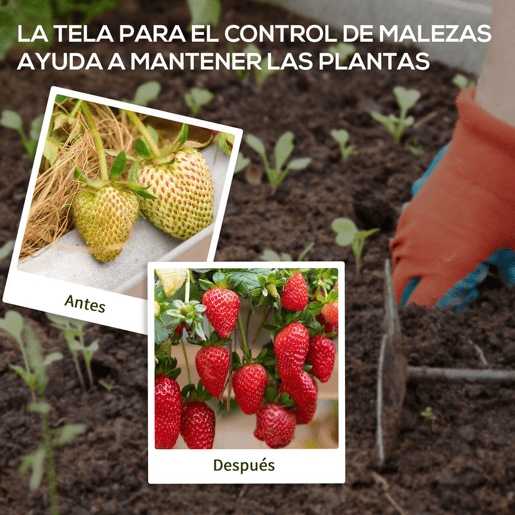 Outsunny Rolo de Malha Anti-Ervas 2x50 m Malha Geotêxtil 130 gm² para Controlo de Ervas Daninhas de Jardim Malha Anti-Ervas Preta