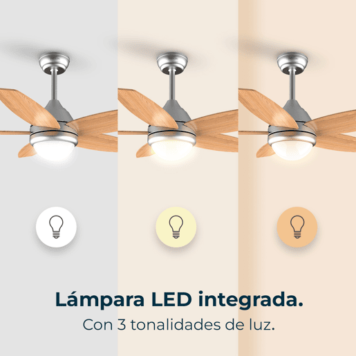 Cecotec Ventoinha de teto de 55 W e 42u201D, luz LED, controlo remoto, 3 velocidades, temporizador e 5 pás reversíveis.
