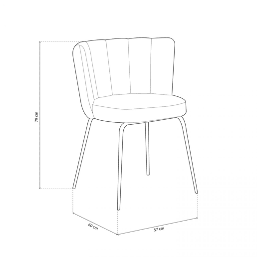 Conjunto de 4 cadeiras de jantar Bodhi Croché cinzento 60 x 79 x 57 cm