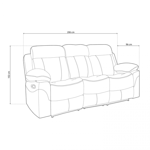 Sofá de 3 lugares para relaxar Nellie Cimento 208 x 101 x 97 cm Sofá de 3 lugares para relaxar Nellie Cimento 208 x 101 x 97 cm