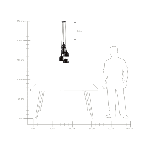 Candeeiro suspenso SAVIO Metal Castanho dourado Preto